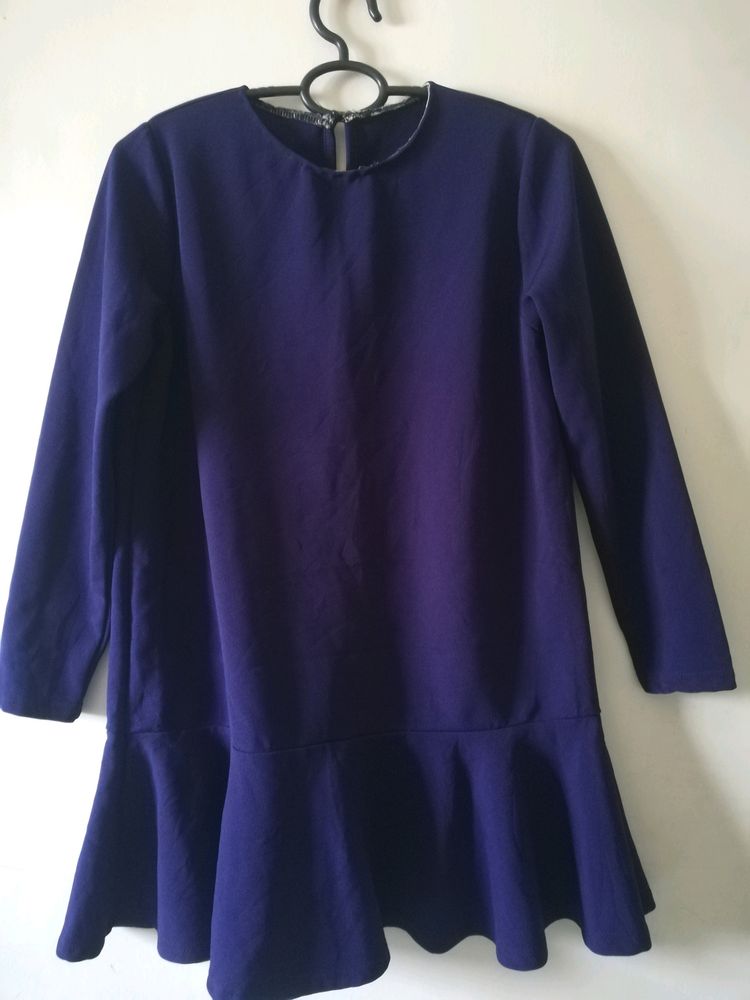 Korean Women&#39;s Navy Blue Dress