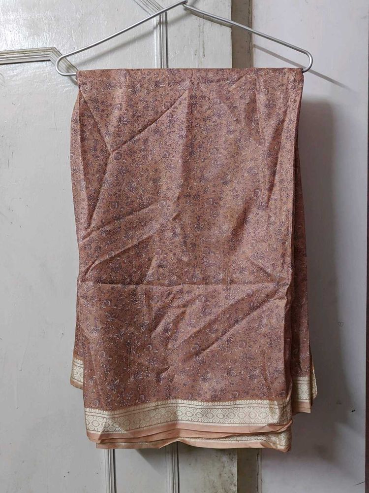 Elegant Pure Silk Saree |Light Peach Printed Pallu