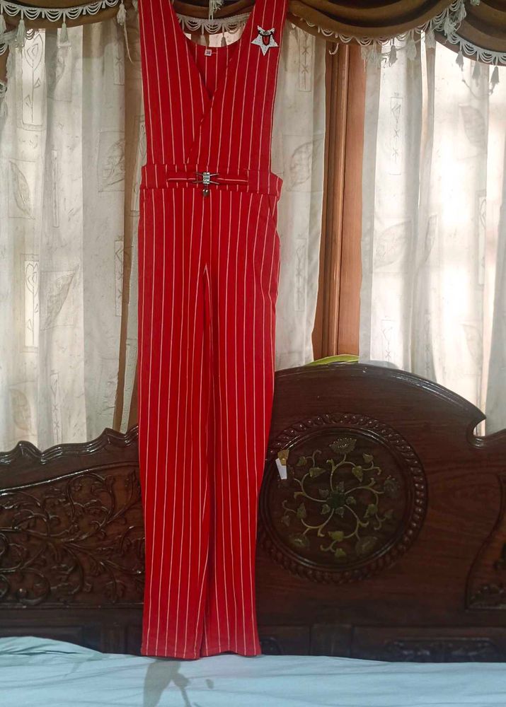 Red Striped Jumpsuit