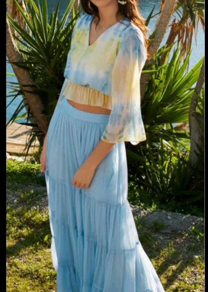 Tie-Dye Top &amp; Tiered Skirt Set