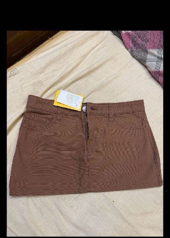 Corduroy Brown Mini Skirt