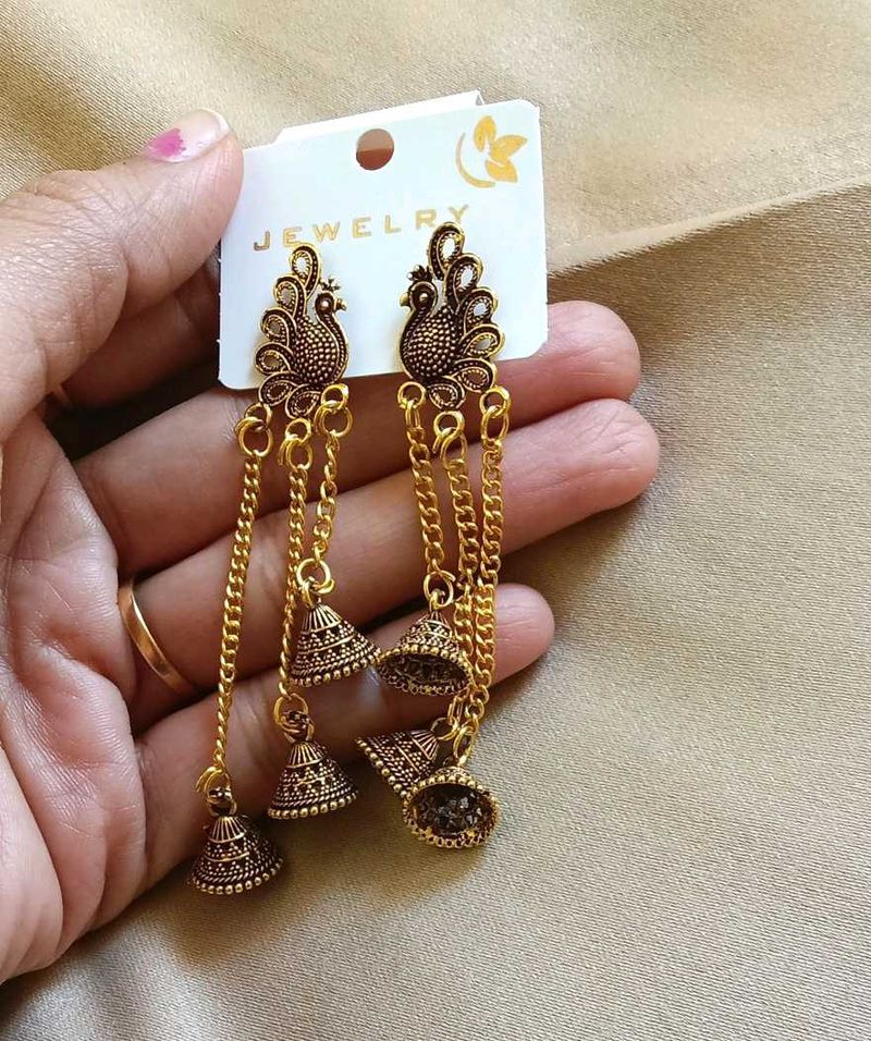 Peacock Jhumka Earrings