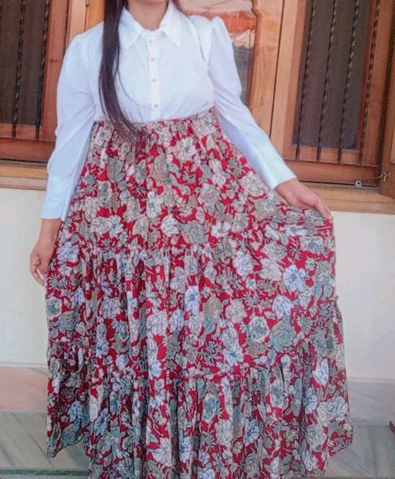 Floral Tiered Maxi Skirt