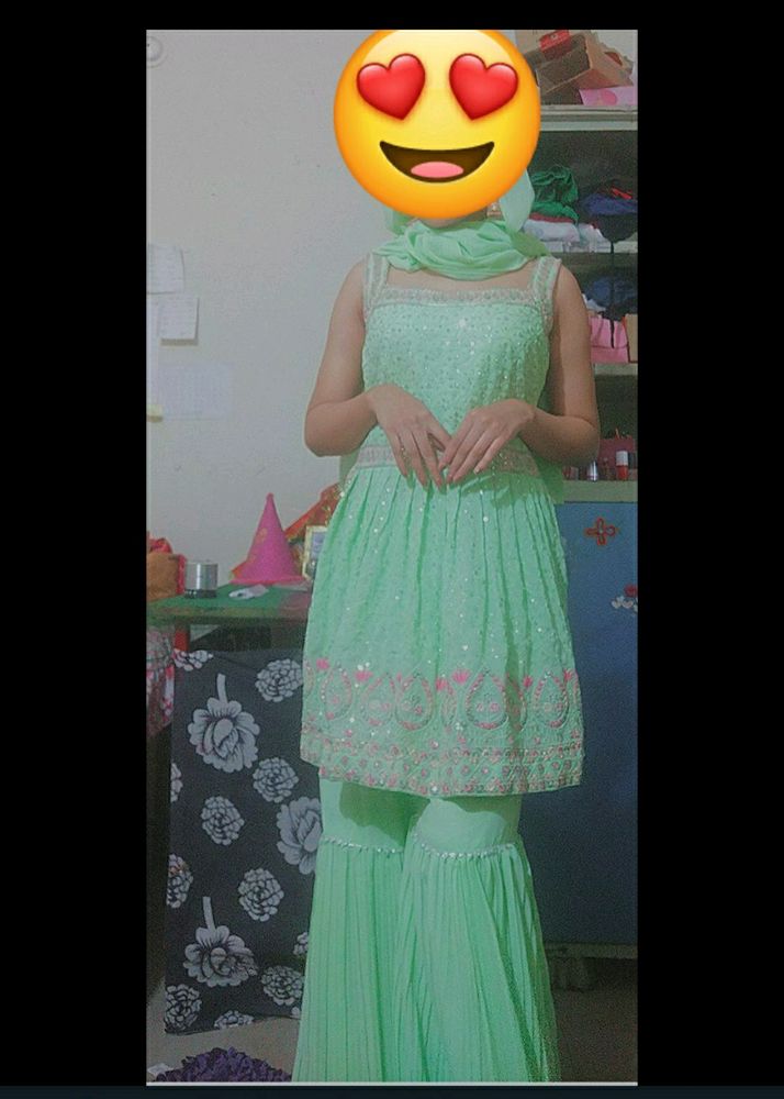 Sarara Set With Duppata &amp; Earring Mang Tika Combo