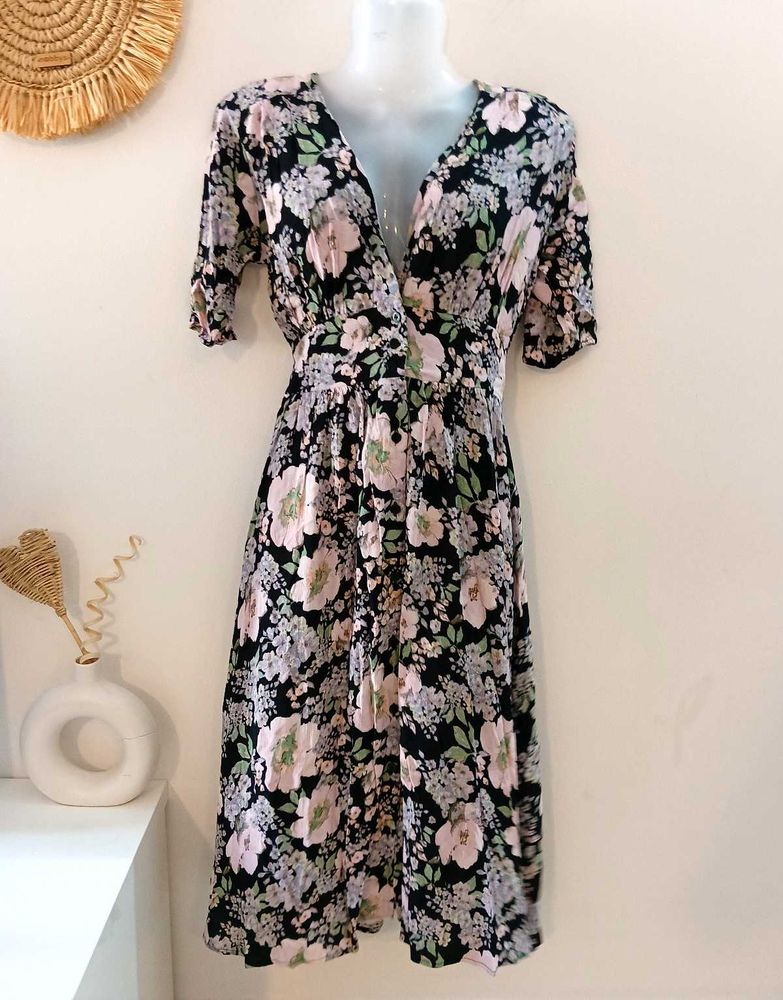 Turkish Brand Black Floral Dress