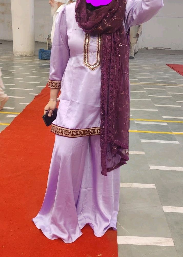 Pure Satin Sharara With Net Heavy Dupatta