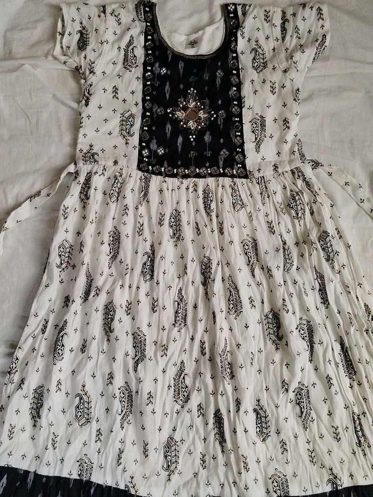 White Mirror Work Frock