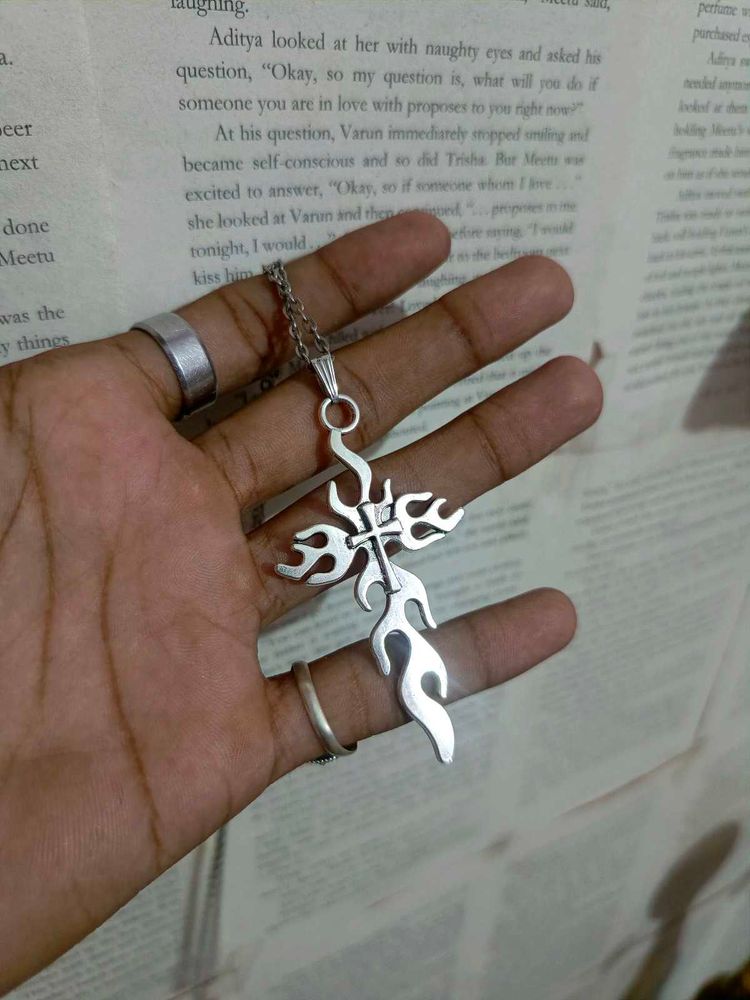 Flame Cross Necklace