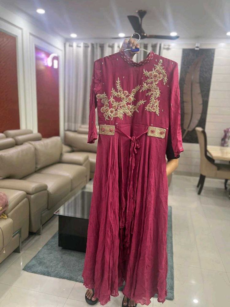Embroidered Red Gown