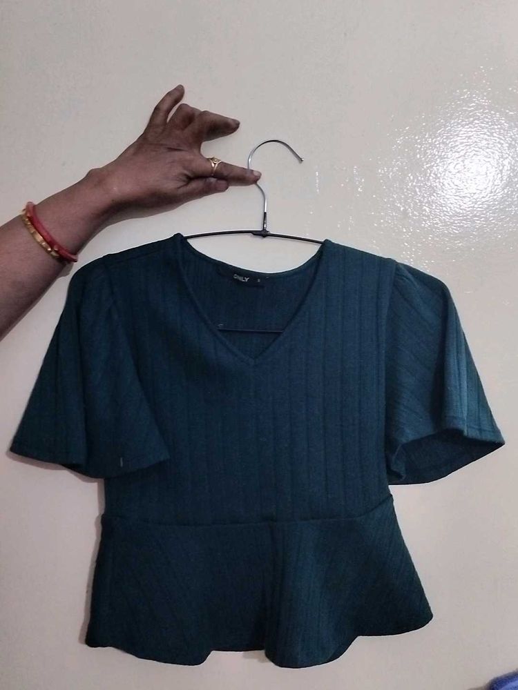 ONLY Green Peplum Top