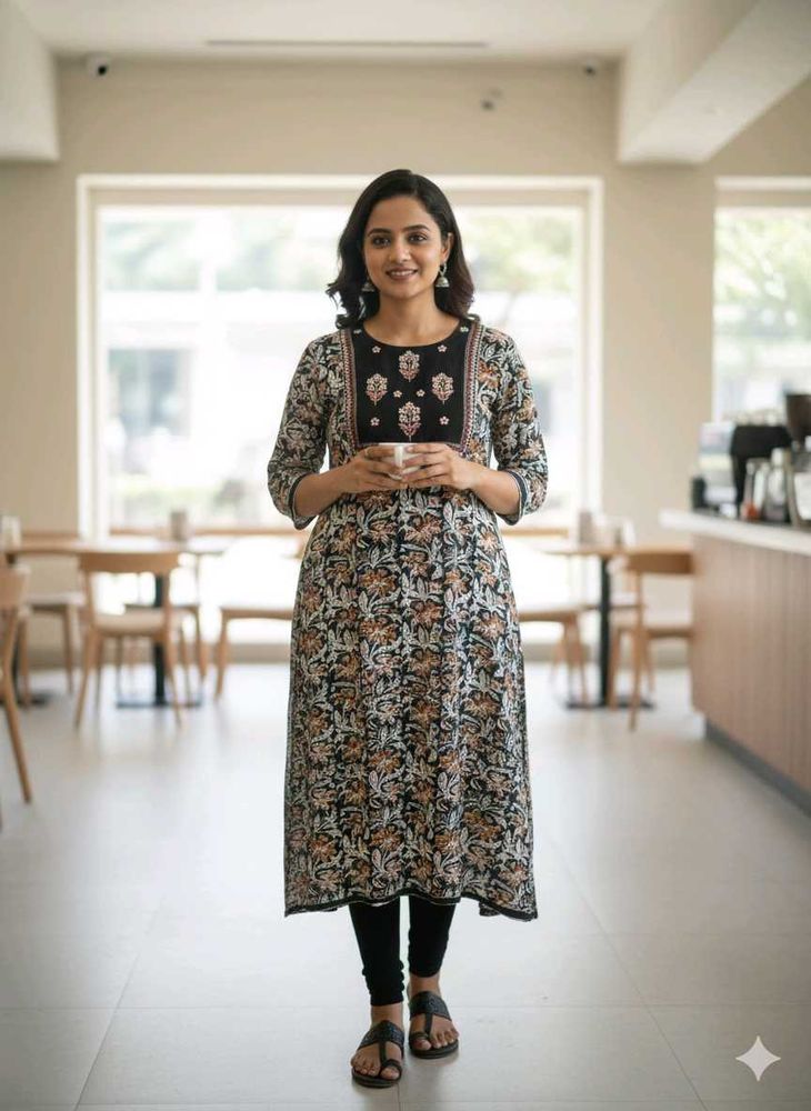 Elegant Floral Print Kurta