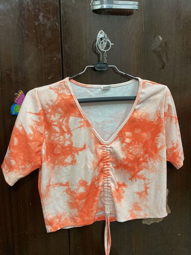 Tie-Dye Crop Top - V Neck