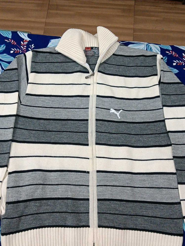 Puma Striped Zip-Up Sweater