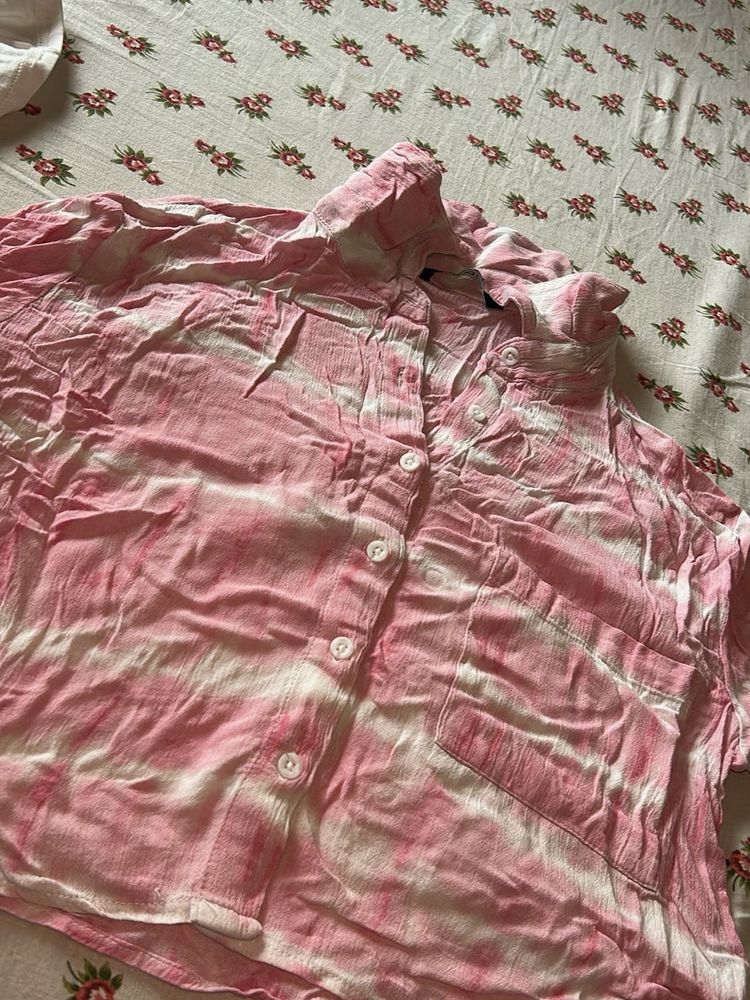 Pink &amp; White Tie-Dye Shirt