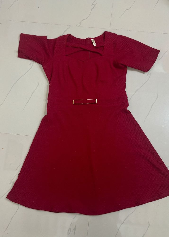 Burgundy Red Mini Dress