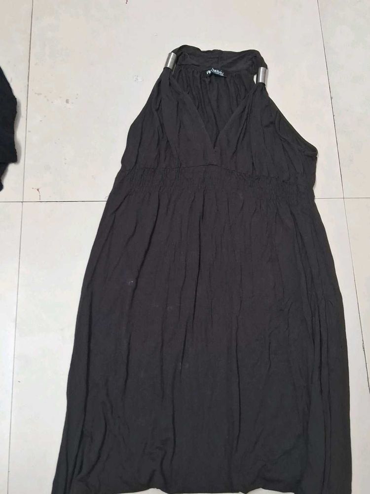 Brown Halter Dress With Unique Sleeve Adjuster