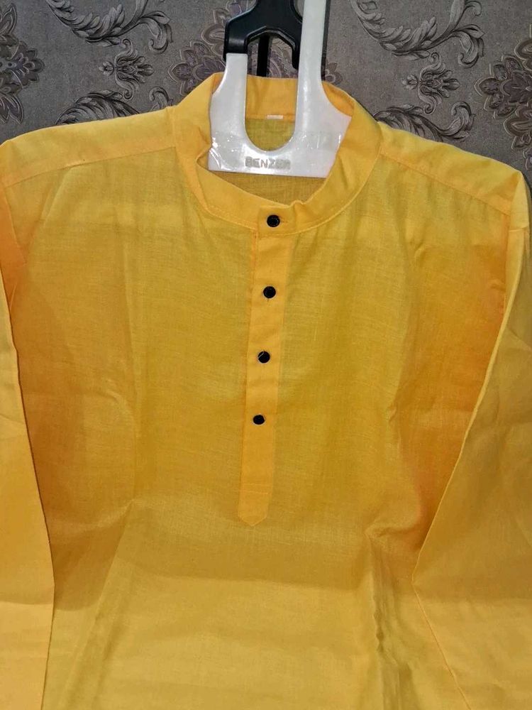 Yellow Button-Down &amp; White Pants Set