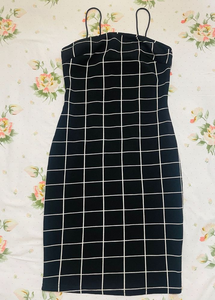 Grid Print Bodycon Dress