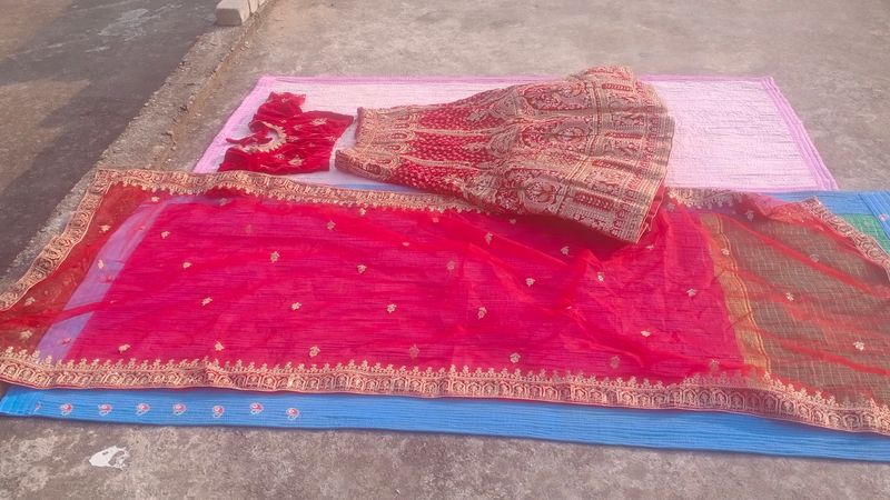 Red Velvet Bridal Lehnga