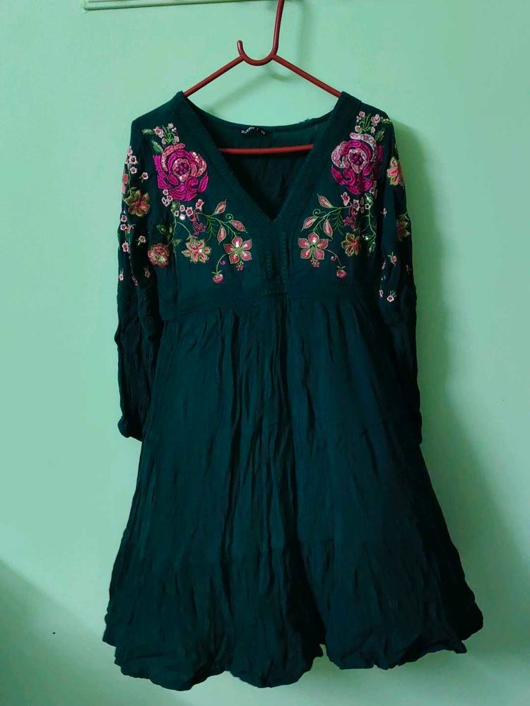 Floral Embroidered Mini Dress