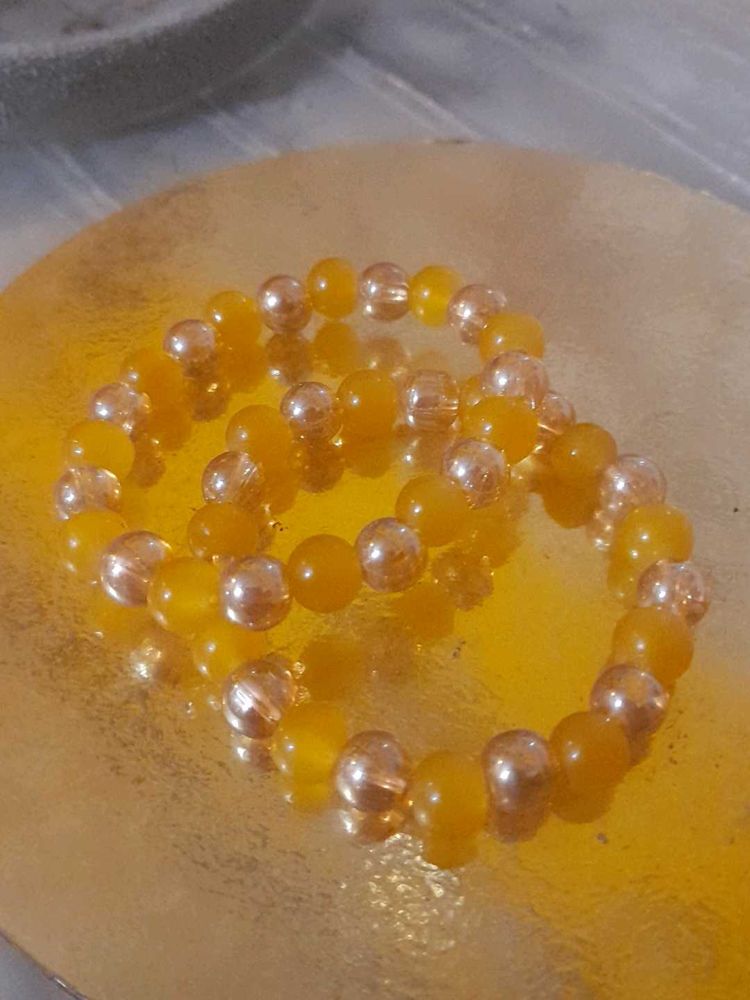 Yellow-Gold Beaded Bracelet Set Of 2