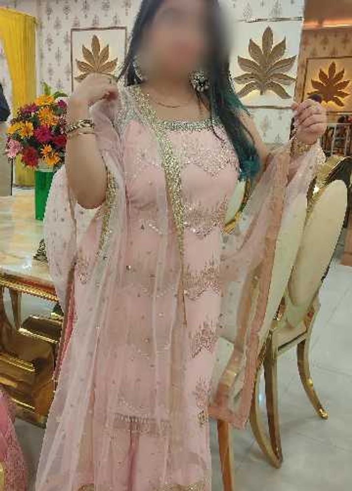 Elegant Pink Embroidered Sharara suit