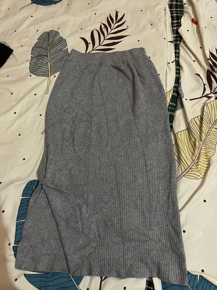 Grey Korean Skirt