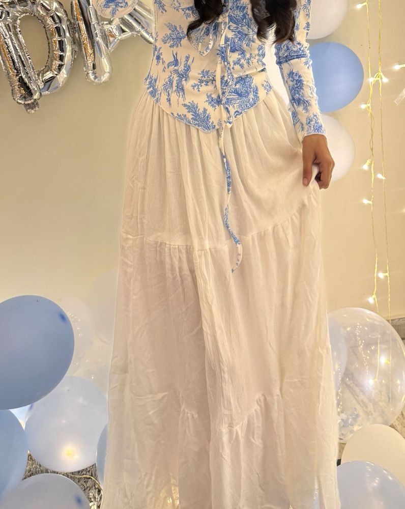 Boho White Ethnic Skirt