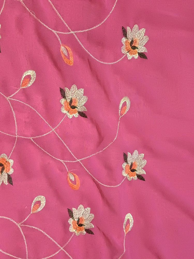Saree For Women. You Don&#39;t Have To Add Falls As It Was Previously Done. It Is A Simple Pink Colour Saree For Women