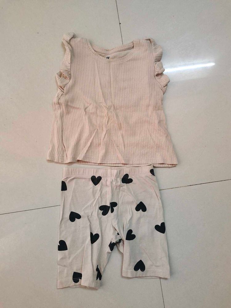 H&amp;M Top And 3/4th Pant Set For 18 To 24  Months