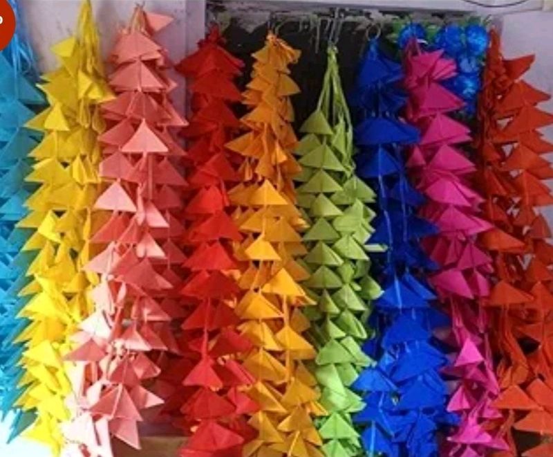 4 Triangle Cloth Garland For Diwali Decorations
