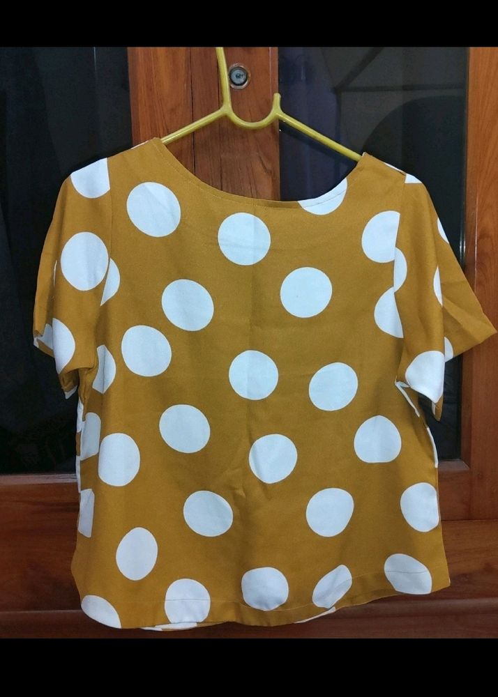 Cute Mustard Coloured Polka Dot Top