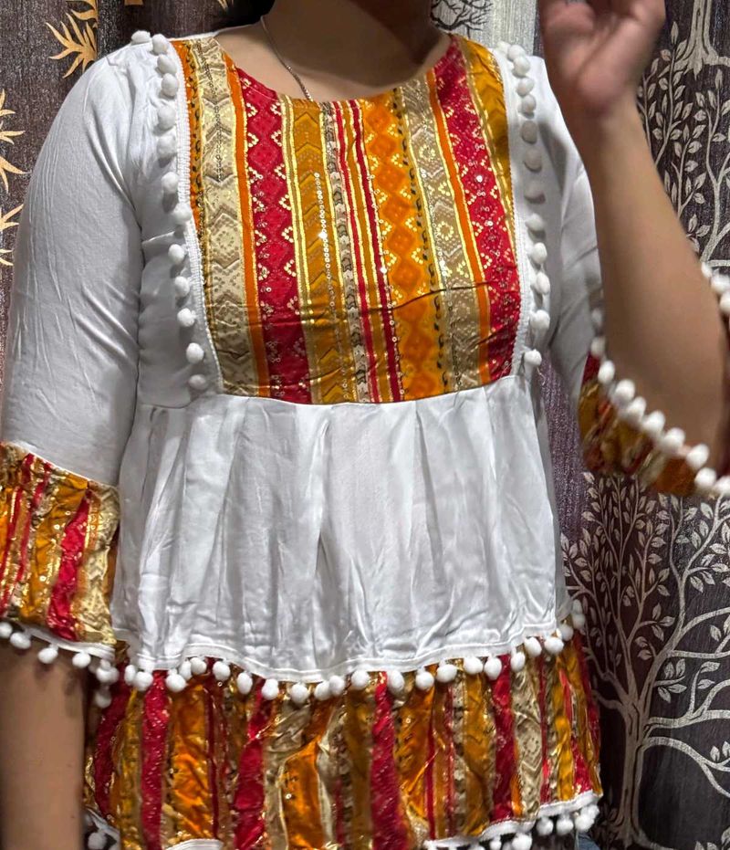 Stylish White Ethnic Top