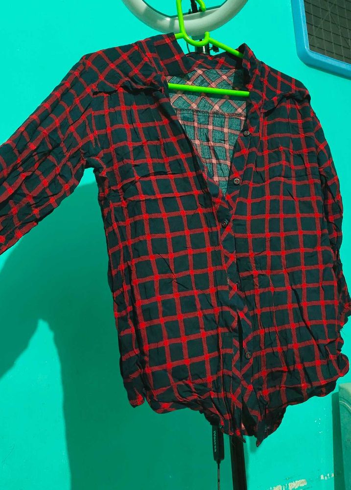 Red &amp; Black Plaid Flannel Shirt