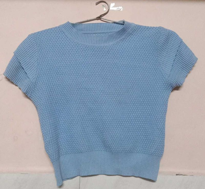 Blue Knit Top