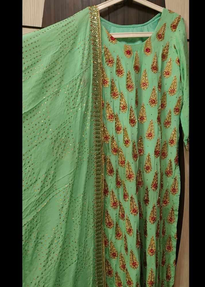 Green Suit With Heavy Work