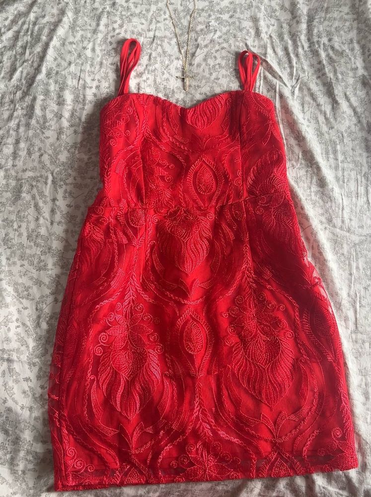 Red Lace Mini Dress