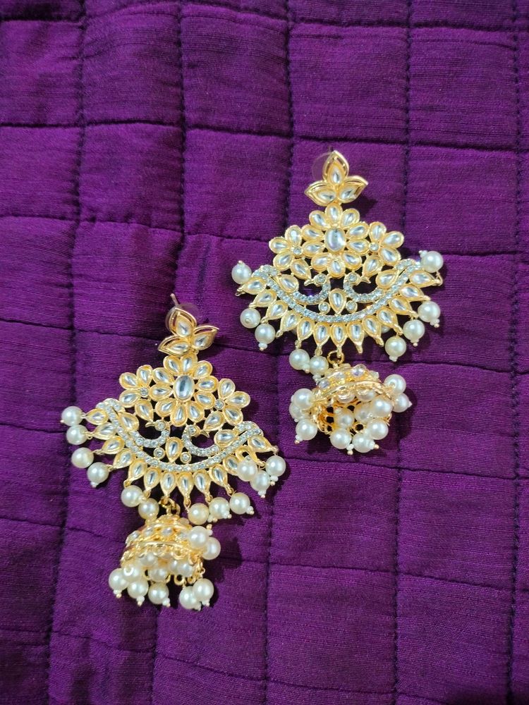Kundan And Pearl Earrings