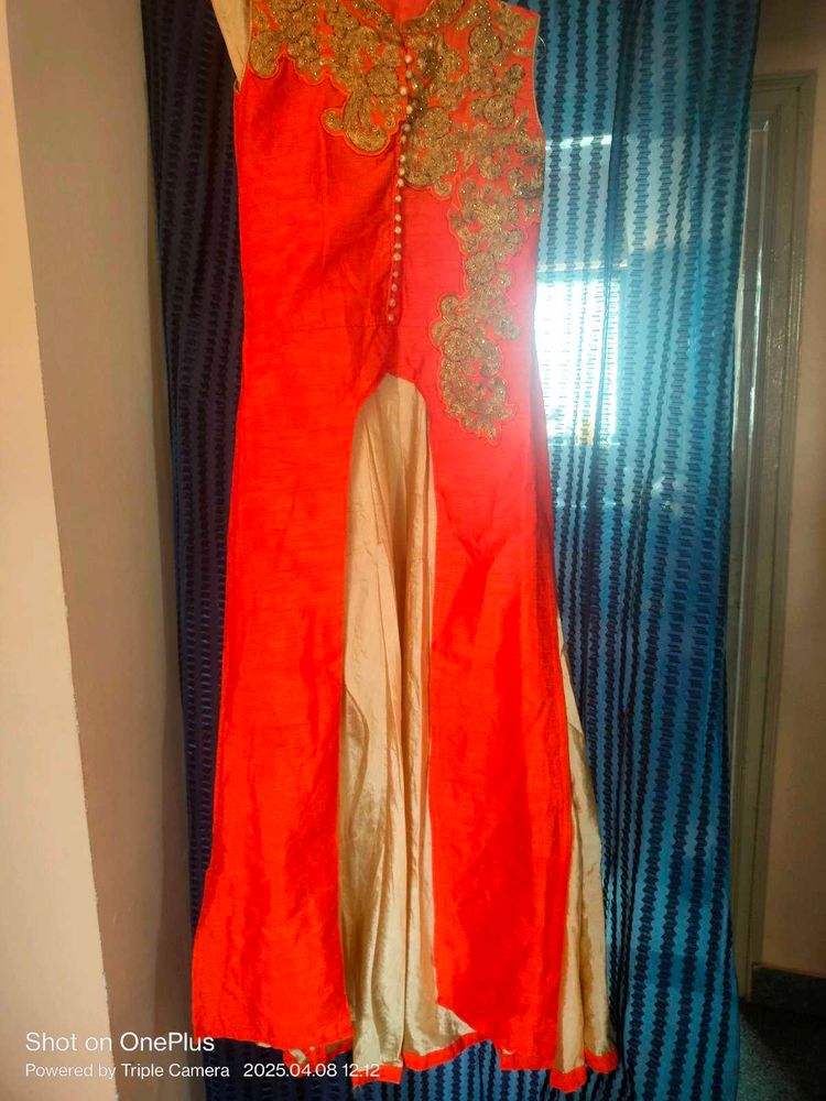 Orange Party Wear Gown