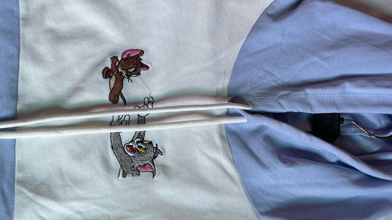 White And Lavender Colour Hoodie