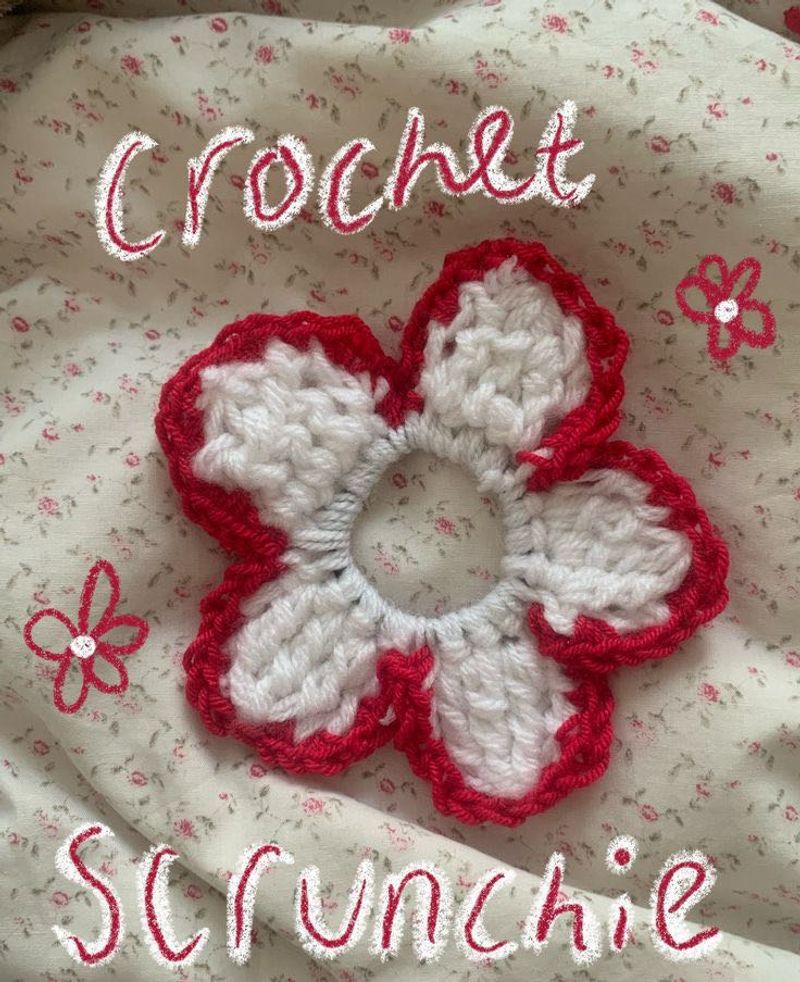 Crochet Flower Scrunchie