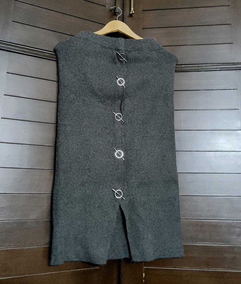 Women Grey Straight Winter Skirt