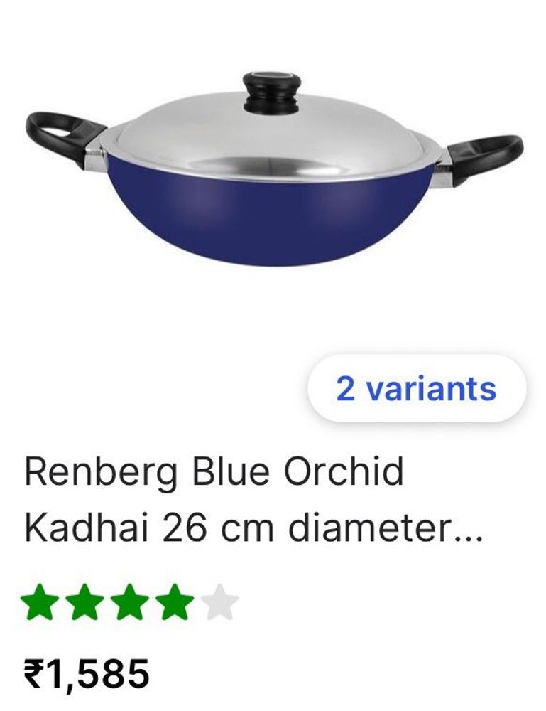 Renberg Blue Orchid Kadai With Stainless Steel Lid