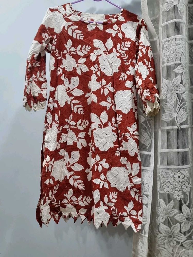 Elegant Floral Print Kurti with shalwar