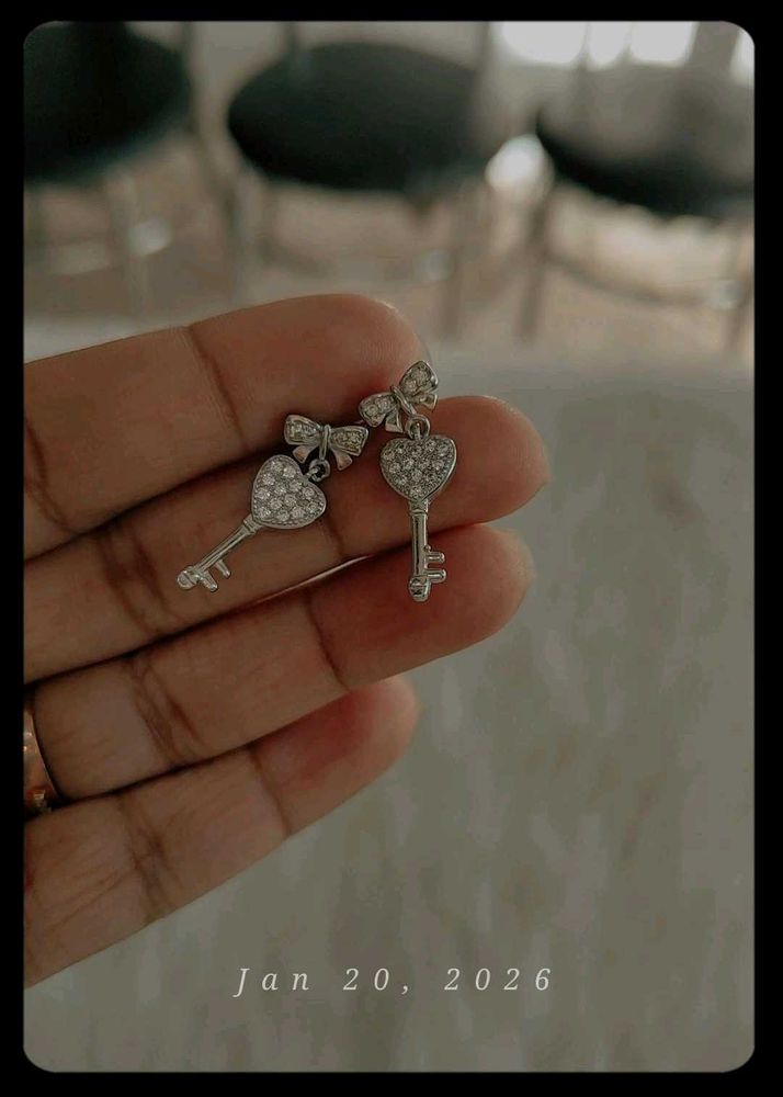 925Key to My Heart Earrings wth hallmark