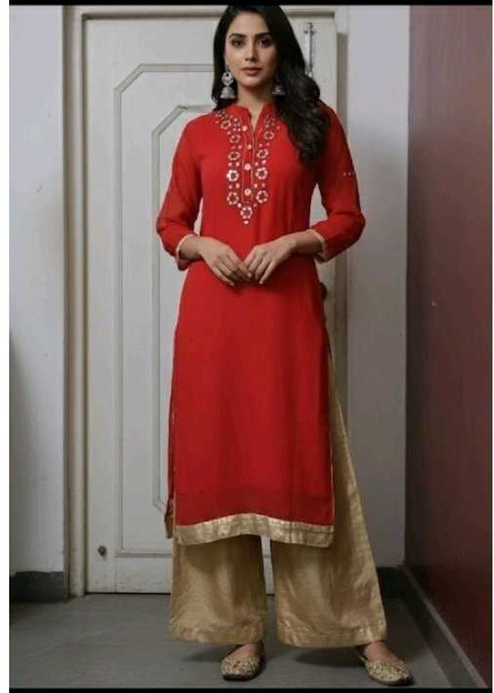 Elegant Red Embroidered Kurta