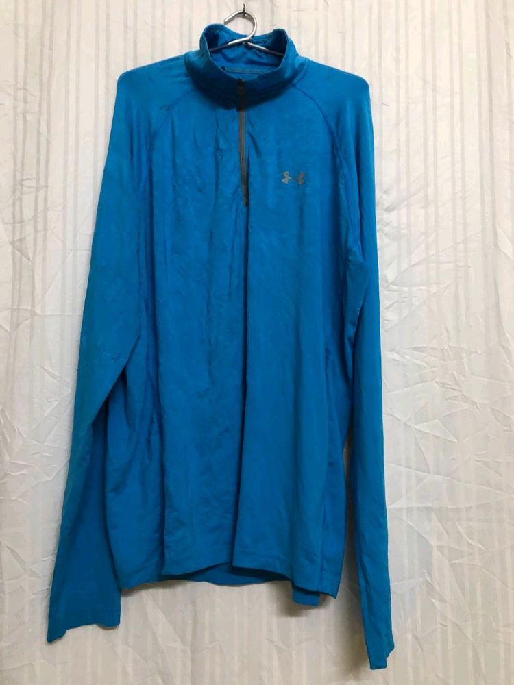 Under Armour Heat Gear Loose  Zip Blue T Shirt
