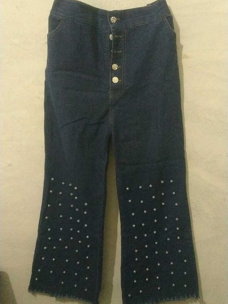 Boot Cut Jean With Pearls.
