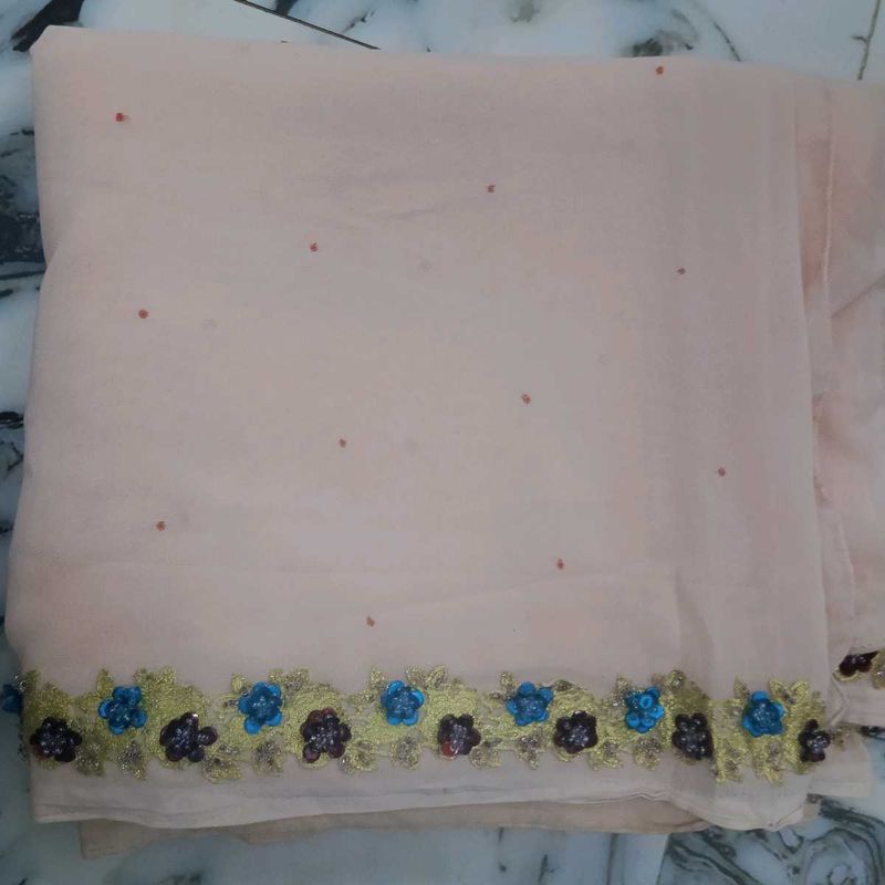 Elegant Peach Ethnic Saree