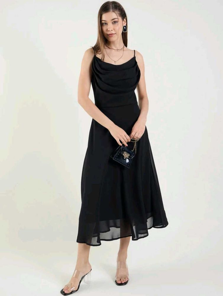 With Tag Elegant Black Midi Dress